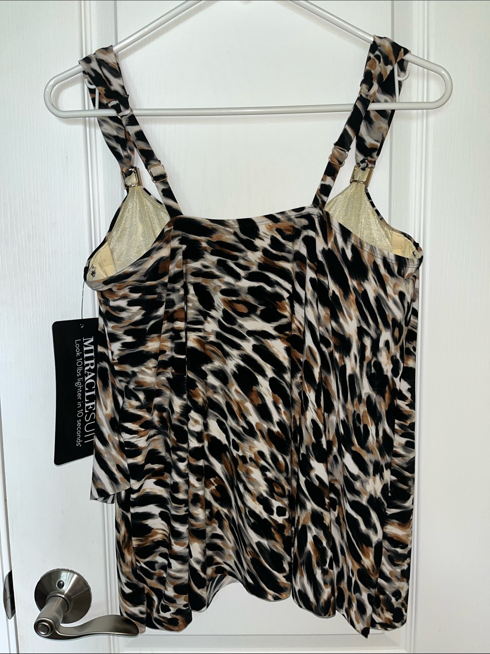 Miraclesuit Dazzle Leopard Tankini Top Womens 8 Underwire Tummy Control Resort - Picture 5 of 10